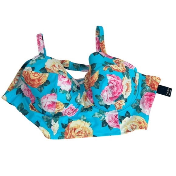 Torrid Bikini Top Blue Floral Underwire Women's Plus SZ 6X Summer Vacation NEW - Picture 4 of 11